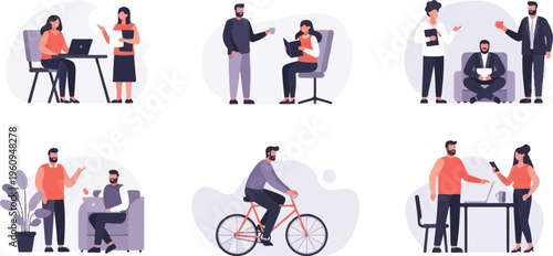 Diverse individuals collaborate and engage in various activities, work, and leisure