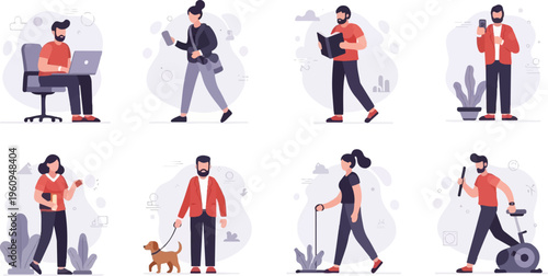 Diverse individuals engage in various daily activities, work, and leisure pursuits (1)