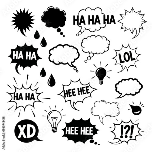 Photos Black and white comic speech bubbles.