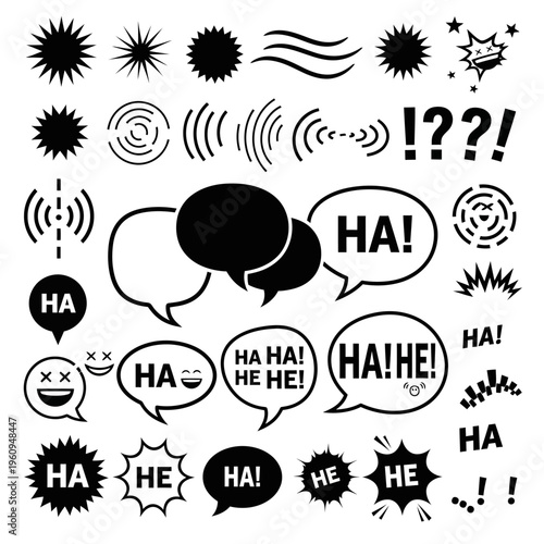 Black and white comic speech bubbles.