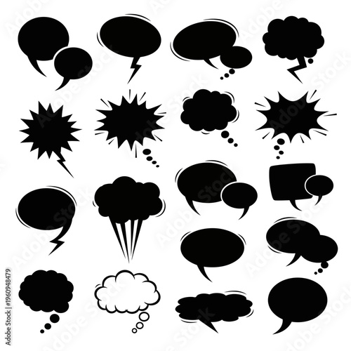 Black and white comic speech bubbles.