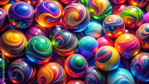 Vibrant Swirl Patterned Spheres Create a Kaleidoscopic Display of Color and Texture