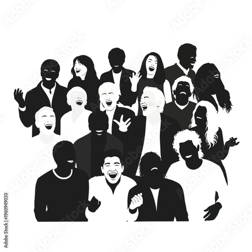 Diverse group of people expressing emotions.