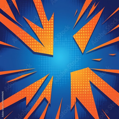 Dynamic Geometric Abstract with Blue Dotted Gradient and Bold Angular Elements