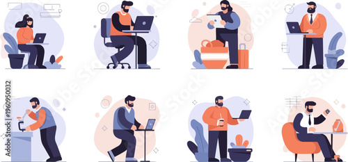 Diverse people working and interacting with technology in casual settings