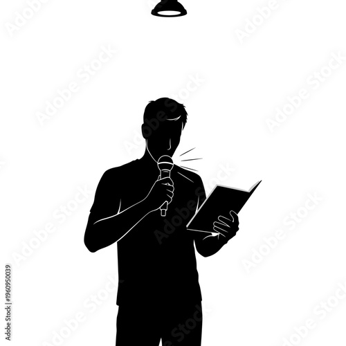 Man speaking into a microphone.