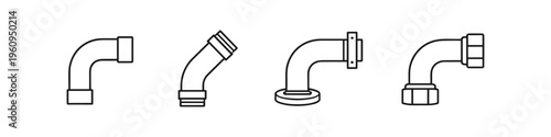 Collection of plumbing pipe fittings and elbows for fluid transport systems