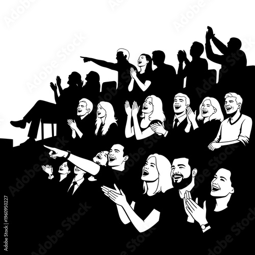 People cheering and clapping together.