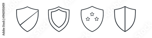 Free Download Collection of four distinct shield outline icons representing security and protection - GFXLoad