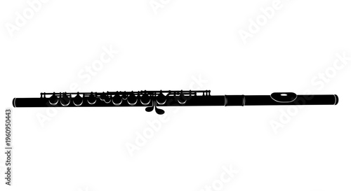 Black silhouette of a flute with intricate details