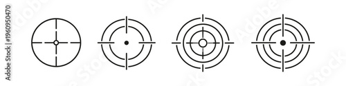 Collection of four distinct crosshair icons for targeting and aiming purposes