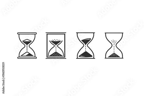 Collection of four hourglass icons showing different stages of sand flow