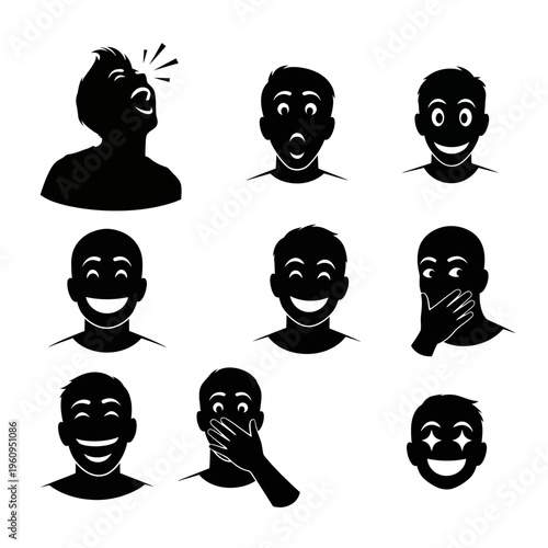 Set of emoticons with different facial expressions.