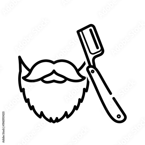 Barber Shop Icon with Beard and Straight Razor
