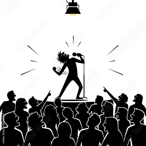 Singer Performing on Stage Energetically.