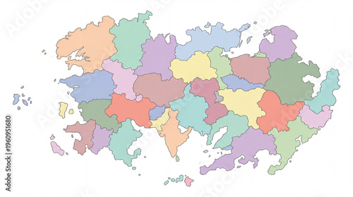Pastel colored fantasy world map perfect for educational materials, travel brochures, fantasy novels, and roleplaying games. Ideal for diverse projects.