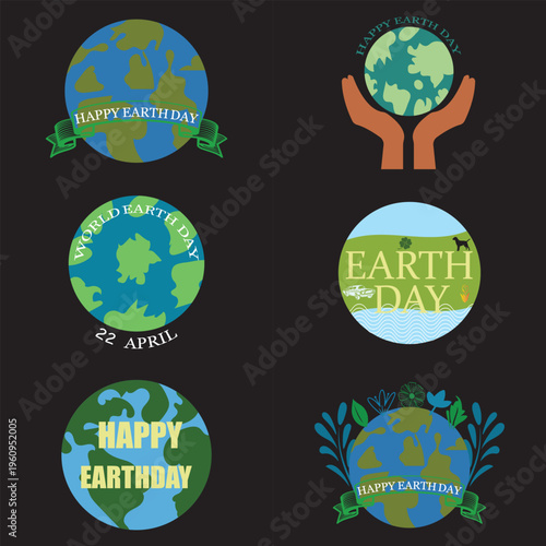 Outline Earth Day icons on white Blackboard. Minimal line style Earth Day icon set with globe and nature symbols, isolated on white for eco branding and environmental design projects.EPS10/AI.