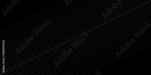 Black oblique straight line background. Masculine dark linear abstract wallpaper. Elegant luxury striped gradient texture. Grey diagonal lines backdrop for flyer, banner, poster, presentation.