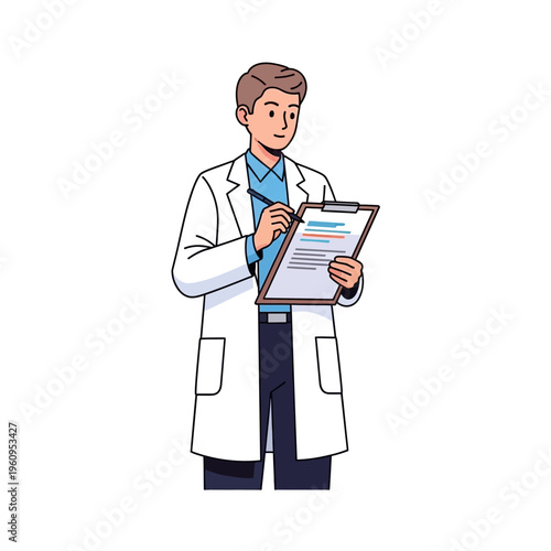 Doctor Writing Notes on Clipboard, Medical Checkup Concept