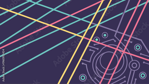 Abstract colorful background featuring a circular radar screen pattern with blue technology lines and a vector globe shape designed for a modern business computer wallpaper concept