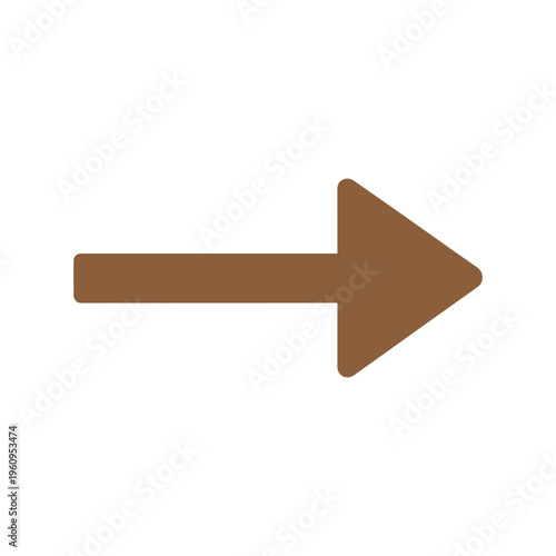 Simple brown arrow pointing towards the right represents a clear path or a continuation, suitable for various design projects requiring directional cues.