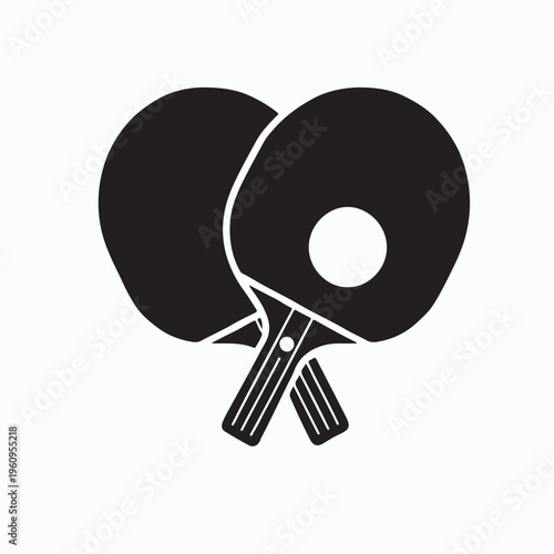 Ping Pong Rackets And Ball Logo Icon Vector In Flat Design Style