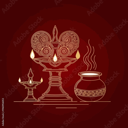 Sinhala and Tamil New Year, reflecting Sri Lankan culture. Avurudu traditions, with Kiribath and Kavili, make a festive Background. Ample Copy Space provided