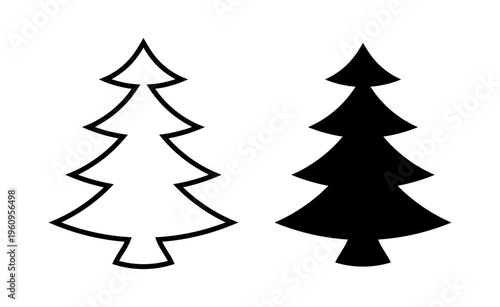 Evergreen Christmas Tree Icon. Pine Tree Symbol Black Template Vector Illustration Design