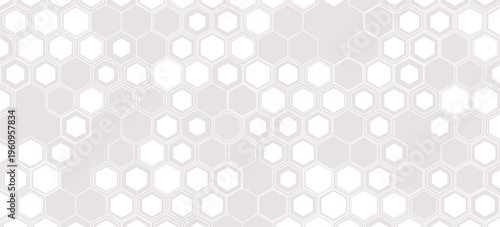 White hexagonal grid abstract background offers clean minimal tech aesthetic with soft glossy panels, subtle shadows, faint connection lines and geometric repetition ideal for corporate branding,