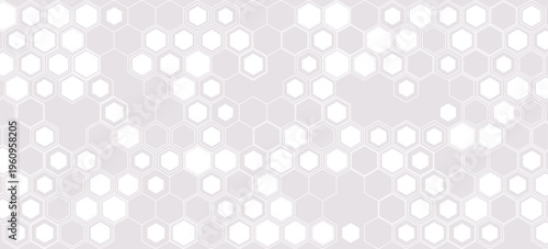 White hexagonal grid abstract background offers clean minimal tech aesthetic with soft glossy panels, subtle shadows, faint connection lines and geometric repetition ideal for corporate branding,