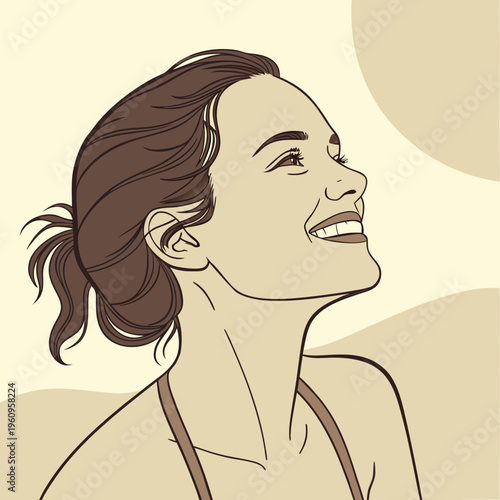 A woman with brown hair and a ponytail smiling