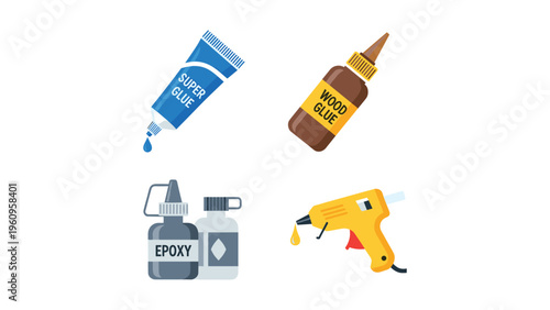 Essential tools and adhesives for home repairs and crafting projects