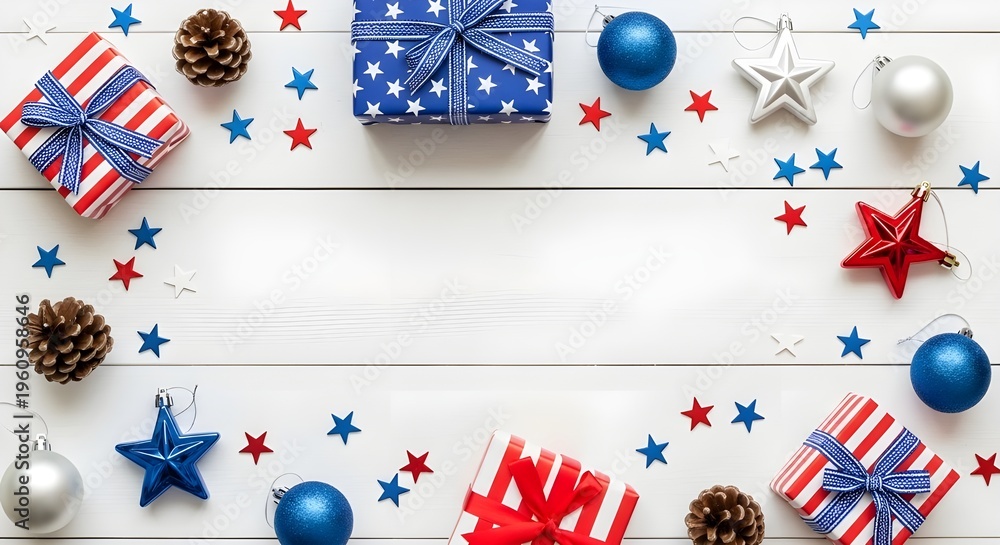 Obraz premium Patriotic fourth of july celebration background with gifts and decorations