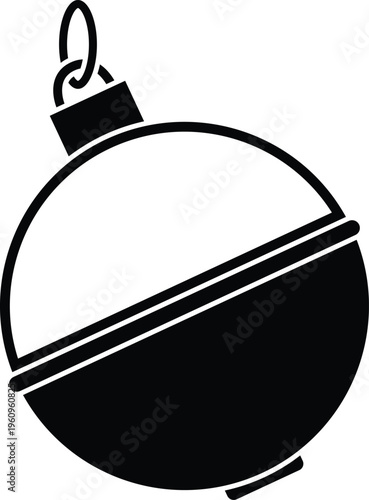 Fishing Bobber Silhouette Isolated on White Background