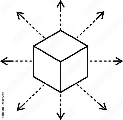 Geometric representation of a cube with radial vectors