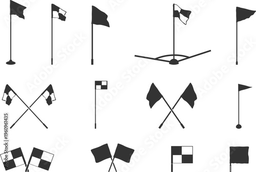 Football corner flag silhouette collection, Football corner flag vectors, Corner flag silhouette.