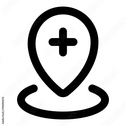 Location Line Icon Vector, Modern Medical and Pharmacy Symbol for Healthcare, Medicine, and Hospital Services