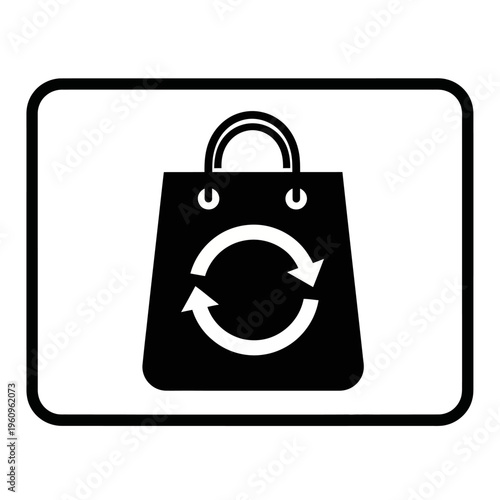 Black shopping bag with recycle symbol.