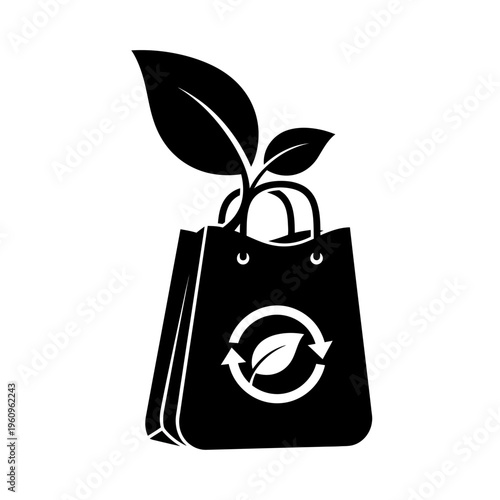 Eco friendly shopping bag with leaf.