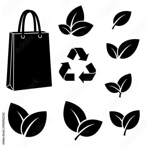 Eco friendly shopping bag with leaves.