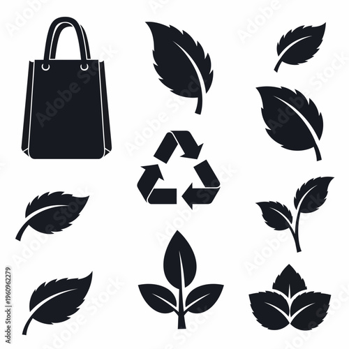 Eco friendly shopping bag with leaves.
