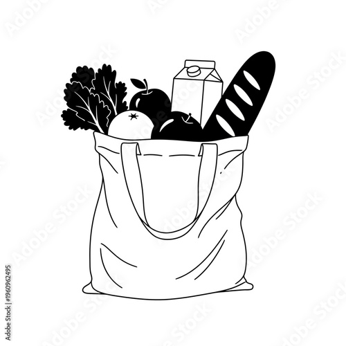 Grocery shopping bag with fresh produce.