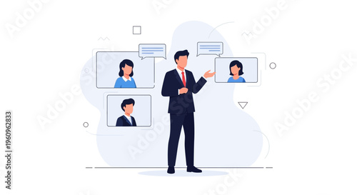 Online meeting with business people, video conference, remote work concept