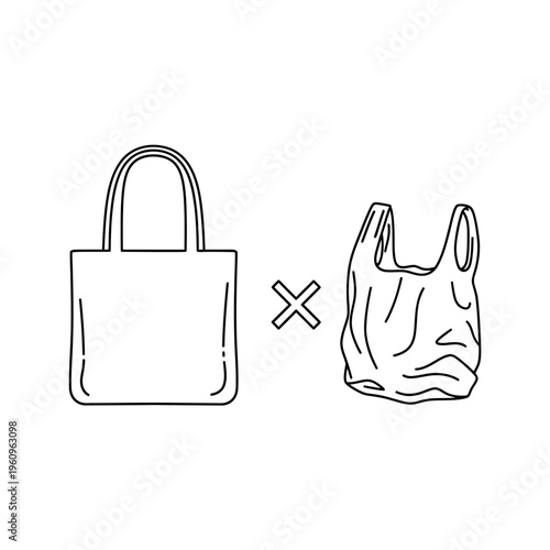 Reusable bags versus plastic bags comparison.