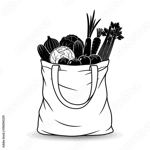 Vegetables in a shopping bag.