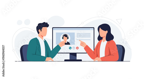 Business meeting via video conference, remote work, online communication, teamwork