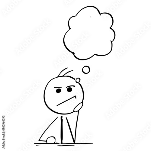 A cartoon character thinking deeply with a puzzled expression on his face