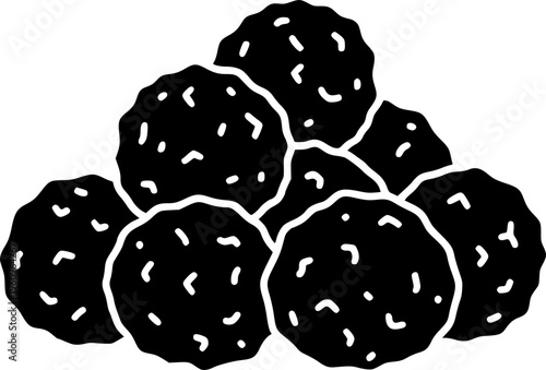 Delicious Food Pile Icon - Minimalist Meatballs or Cookies Vector Silhouette