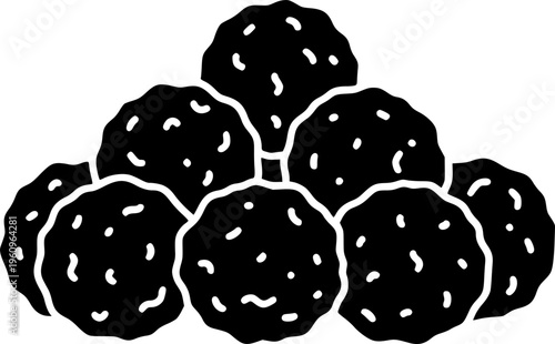 Delicious Food Pile Icon - Minimalist Meatballs or Cookies Vector Silhouette