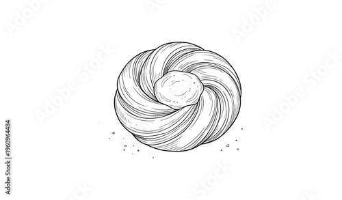 Hand-drawn swirl pastry design with sugar dusting